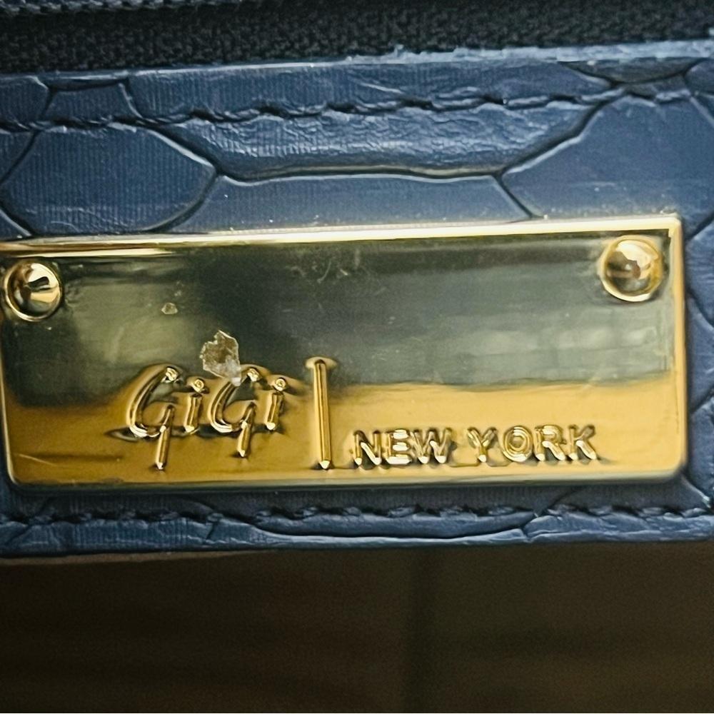 GiGi New York Navy Satchel with Gold Accents - Picture 12 of 15